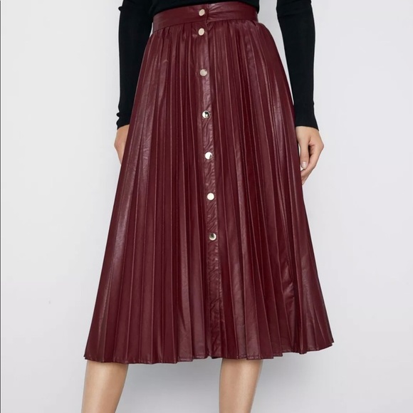 Zara Dresses & Skirts - ✨SALE ✨ Zara Pleated Midi Faux Leather Skirt